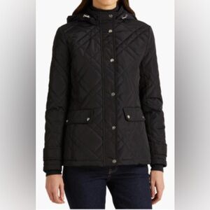 Lauren Ralph Lauren Black Quilted Mock Neck Jacket w/ Removable Hood – Size M